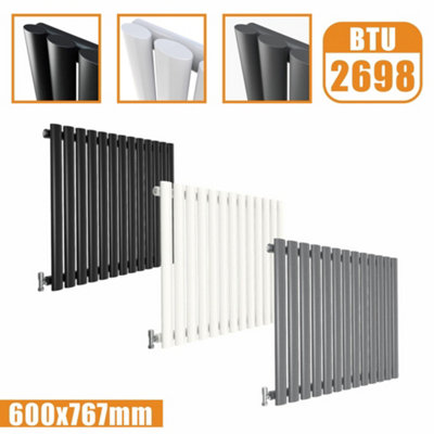  - Oval Style 1 Column Horizontal Designer Radiator In Gloss White600mm X 767mm