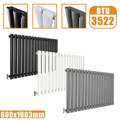  - Oval Style 1 Column Horizontal Designer Radiator In Gloss White600mm X 1003mm