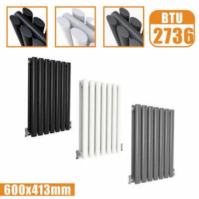  - Oval Style 2 Column Horizontal Designer Radiator In Gloss White600mm X 413mm