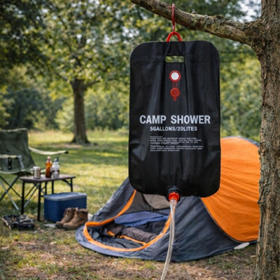 Carbeth Plants 20L Solar Camping Shower5 Gallon Portable Sun Heated Shower Bag With Hose & Head For CampingBeach & Festivals from B&Q
