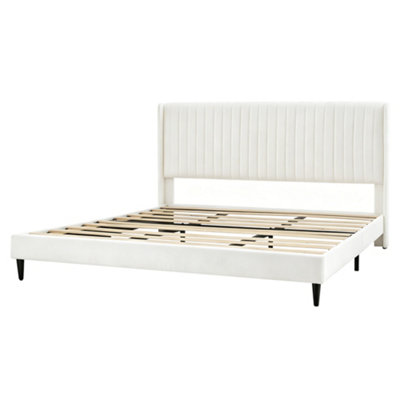 MCC Direct Velvet Upholstered Superking Bed Frame With Channel Headboard Charlie
