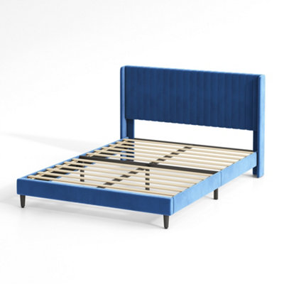 MCC Direct Velvet Upholstered King Size Bed Frame With Channel Headboard Charlie