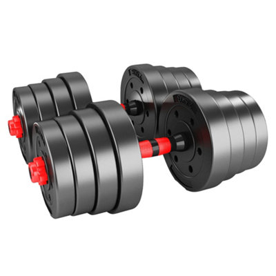 B&Q -  30Kg Adjustable Dumbbell Set Anti-Slip Strength Training Weights Red Rod