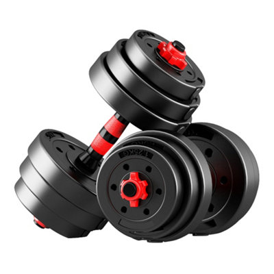 B&Q -  20Kg Adjustable Dumbbell Set Anti-Slip Strength Training Weights Red Rod