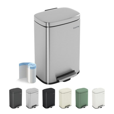 B&Q -  12L Pedal Bin Compact Kitchen & Bathroom Household Rubbish Office Waste Bin