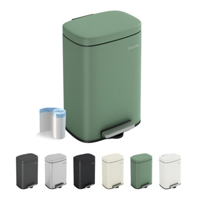 Mcc Direct Unisex Green 5L Waste Pedal Bin Compact Kitchen & Bathroom Office Rubbish Bin In - Image 3