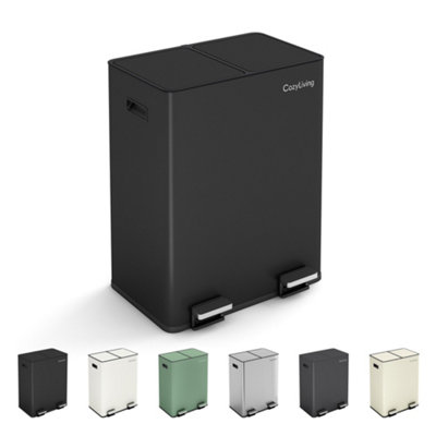Mcc Direct Cozyliving 60L Dual Pedal Bin - 2 X 30L Recycling And General Waste - Black - Image 3