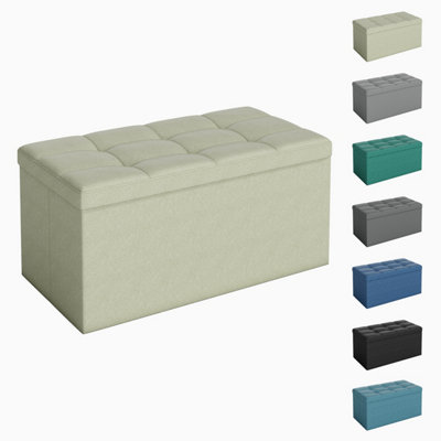 B&Q -  76Cm Rectangular Ottoman Foldable Storage Bench Upholstered Foot Rest