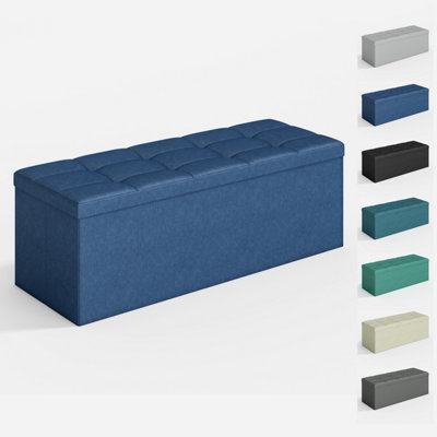 B&Q -  110Cm Large Rectangular Ottoman Foldable Storage Bench Upholstered Foot Rest