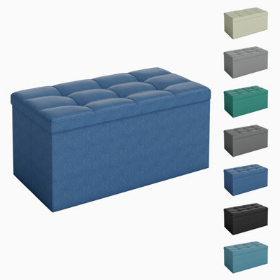 B&Q -  76Cm Rectangular Ottoman Foldable Storage Bench Upholstered Foot Rest