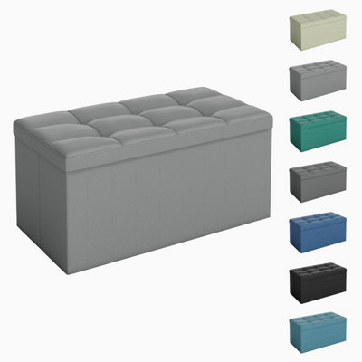 B&Q -  76Cm Rectangular Ottoman Foldable Storage Bench Upholstered Foot Rest