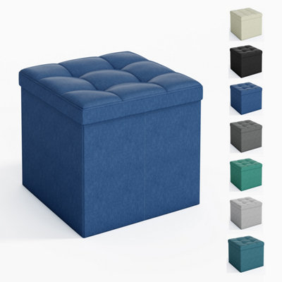 B&Q -  38Cm Square Ottoman Foldable Storage Upholstered Foot Rest