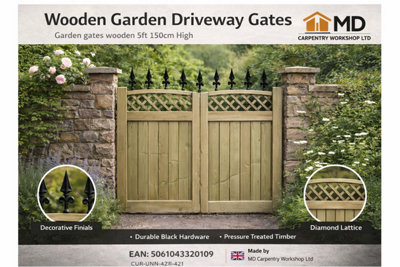 MD Carpentry Workshop LTD Wooden Garden Driveway GatesGarden Gates Wooden 5Ft 150Cm High X 300 Cm Wide from B&Q