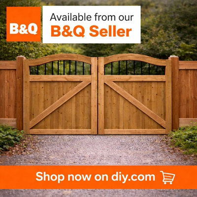 MD Carpentry Workshop LTD Wooden Swan Neck Driveway Gates 4 Foot Metal Rods (120Cm High X 420Cm Wide X 5Cm Deep) from B&Q