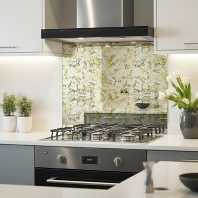 B&Q -  Brass Nuvola Antique Mirror Splashback 60Cm X 60Cm (Toughened Glass)