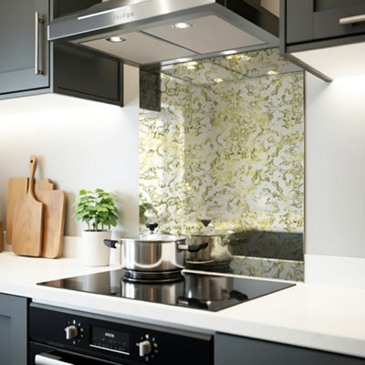 B&Q -  Brass Nuvola Antique Mirror Splashback 70Cm X 75Cm (Toughened Glass)