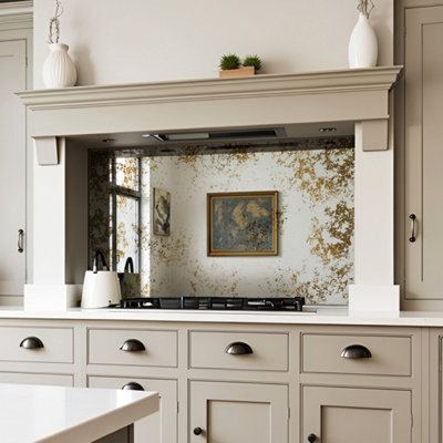 B&Q -  Rusted Iron Antique Mirror Splashback 80Cm X 75Cm (Toughened Glass)