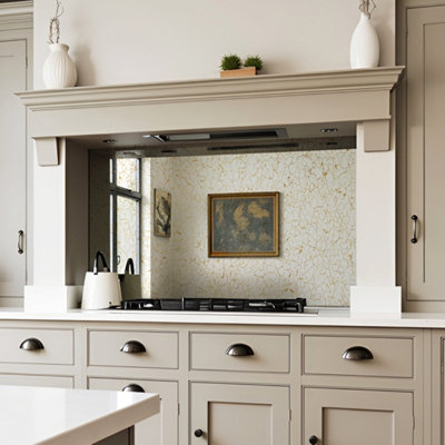 B&Q -  Gold Vein Antique Mirror Splashback 90Cm X 65Cm (Toughened Glass)