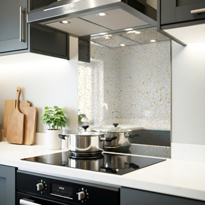 B&Q -  Gold Vein Antique Mirror Splashback 595M X 745mm (Toughened Glass)