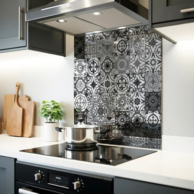 B&Q -  Moroccan Tiles Antique Mirror Splashback 70Cm X 75Cm (Toughened Glass)