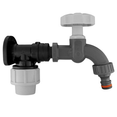 Mypurecore Mdpe Wall Flange Plate Kit 20mm With Plastic Tap And Quick Connector For Blue Water Pipe from B&Q
