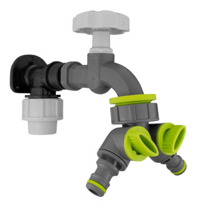 Mypurecore Mdpe Wall Flange Plate Kit 20mm With Plastic Tap And 2 Way Splitter For Blue Water Pipe from B&Q