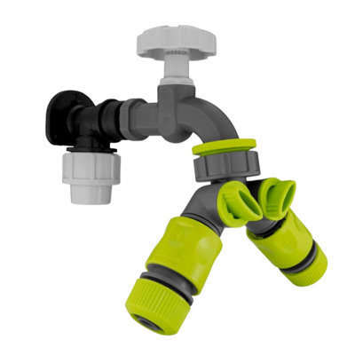 Mypurecore Mdpe Wall Flange Plate Kit 20mm With Plastic Tap 2 Way Splitter And Quick Connector For Blue Water Pipe from B&Q