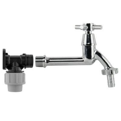 Mypurecore Mdpe Wall Flange Plate Kit 20mm With Extended Cross Tap For Blue Water Pipe from B&Q