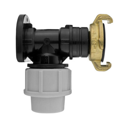Mypurecore Mdpe Wall Flange Plate Kit 20mm With Geka Tap For Blue Water Pipe from B&Q