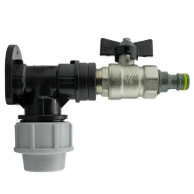 Mypurecore Mdpe Wall Flange Plate Kit 25mm With Bib Valve And Click-Lock -Blue Water Pipe Tap Outlet from B&Q