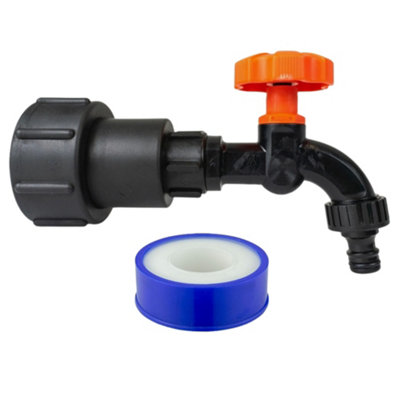 Mypurecore Ibc Tank Outlet Extender 2 Inch S60X6 360 Degree Swivel Adapter With 3/4 Inch Click-Lock Dial Tap (Black) And Ptfe Tape from B&Q