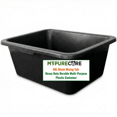 Mypurecore Black Mixing Tub Heavy Duty Rectangular Plastic Utility Container  Gardening Use Durable Multi Purpose Tray (40L) from B&Q