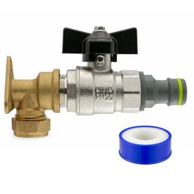 Mypurecore Garden Outdoor Tap Brass Wall Plate Bib Valve Click Lock Connector from B&Q