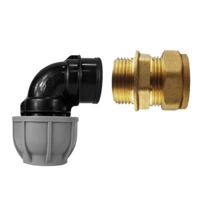 Mypurecore Mdpe Copper Adaptor Elbow 20mm Mdpe To 15mm Copper Compression from B&Q