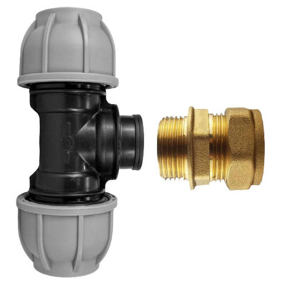 Mypurecore Mdpe Copper Adaptor Tee 25mm Mdpe To 15mm Copper Compression from B&Q