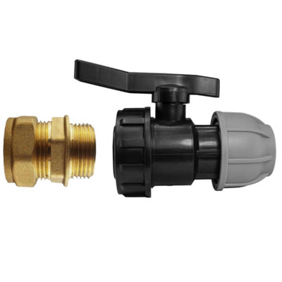 B&Q -  Mdpe Copper Adaptor Valve 20mm Mdpe To 15mm Copper Compression