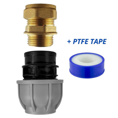 Mypurecore Mdpe Copper Adaptor Straight 25mm To 22mm Compression Ptfe Tape from B&Q