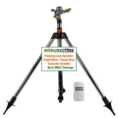 B&Q -  Pulsating Lawn Sprinkler On Tripod 90Cm With Female Hose ConnectorAdjustable Impact Garden Sprinkler