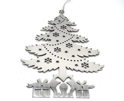 Silver Christmas Tree Ornament Stainless Steel Hanging Decoration Silver Thread - Image 4