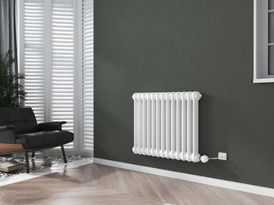 B&Q -  White Electrical Column Horizontal Cast Iron Radiator(H) 600 X (W) 590mm