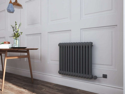 B&Q -  Anthracite Electrical Column Horizontal Cast Iron Radiator(H) 600 X (W) 590mm