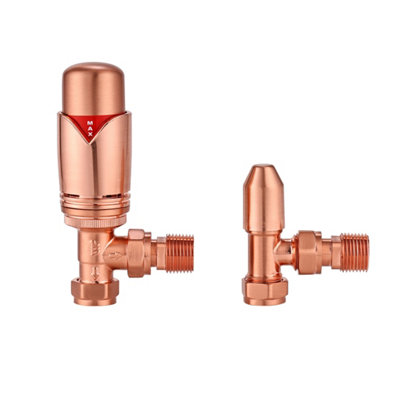 B&Q -  Angled Trv Thermostatic Radiator Valve With Lockshield 15mm X 1/2"Polished Copper