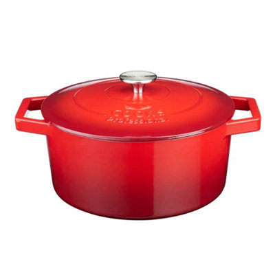 B&Q -  Cast Iron Casserole Dish 26CmGraduated Red