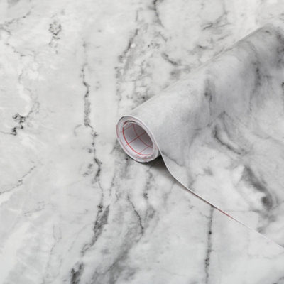 B&Q -  Romeo Marble Grey Sticky Back Plastic Furniture Worktop Self Adhesive Wrap 15M X 90Cm