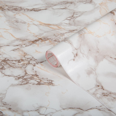 D-C-Fix Glossy Marble Brown White Self Adhesive Sticky Back Plastic Vinyl Film 10M X 90Cm from B&Q