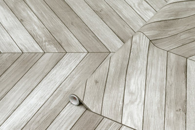 D-C-Fix Chevron Grey Woodgrain Sticky Back Plastic Self Adhesive Vinyl Wrap 15M X 67.5Cm