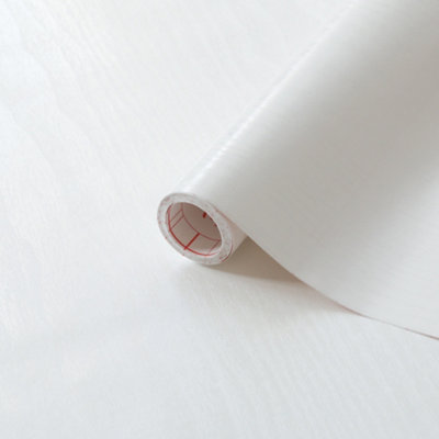 B&Q -  White Woodgrain Wood Sticky Back Plastic Self Adhesive Vinyl Film 3M X 90Cm