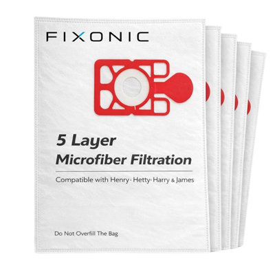 Henry Hoover Bags 5 Pack5 Layer High Filtration Vacuum Compatible With HettyJames & Basil Replacement Nvm-1 Ch / 907075 For from B&Q