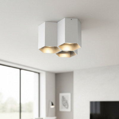 Ultra Beam Lighting Ultrabeam 15 Watt Hexagonal Silver Ceiling Mount Light Fixture from B&Q