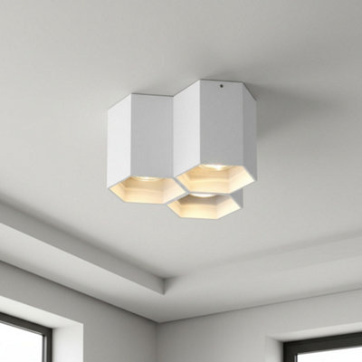 Ultra Beam Lighting Ultrabeam 15 Watt Hexagonal White Modern Flush Ceiling Light from B&Q